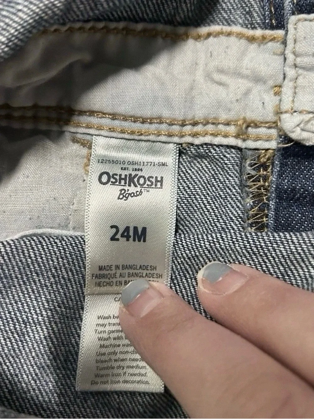 Toddler Girl Oshkosh Denim Overalls Size 18-24 Months